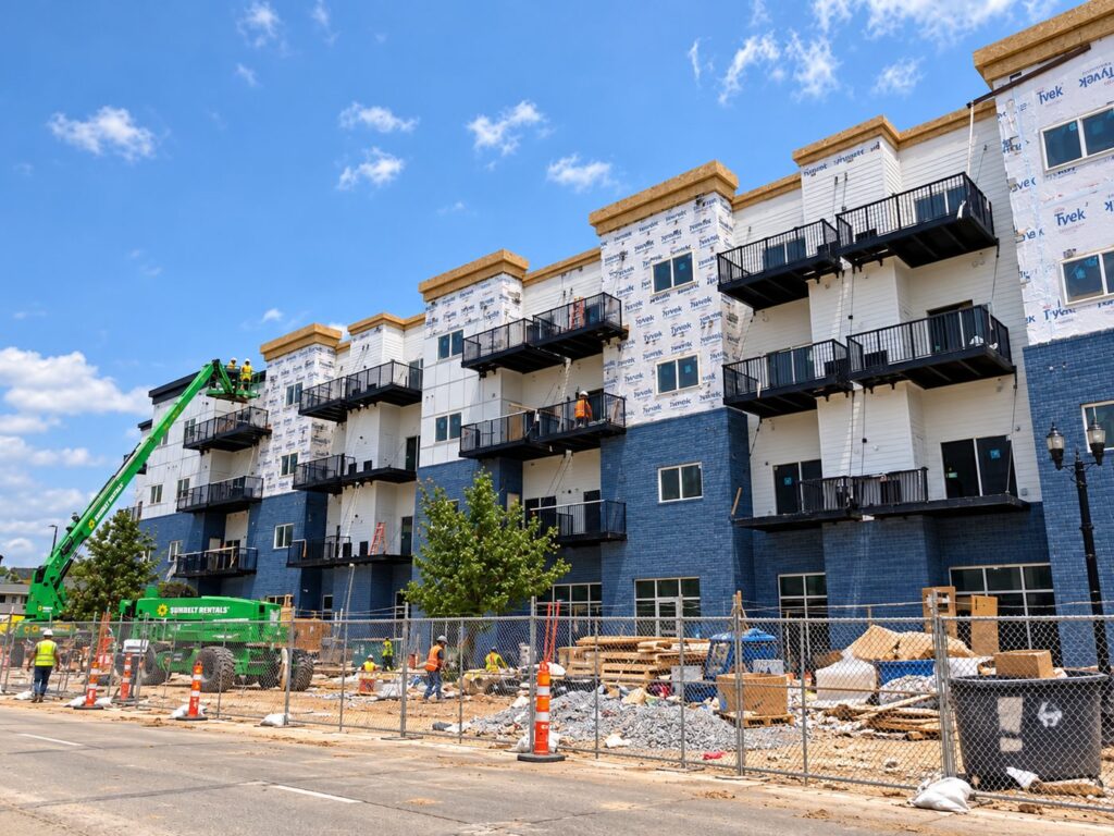 A multi-family apartment building under construction